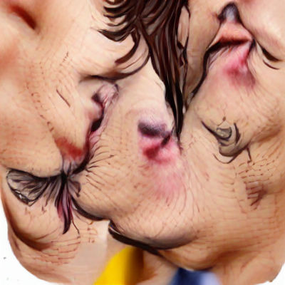 Ambiguous Depiction of Two Figures Embracing