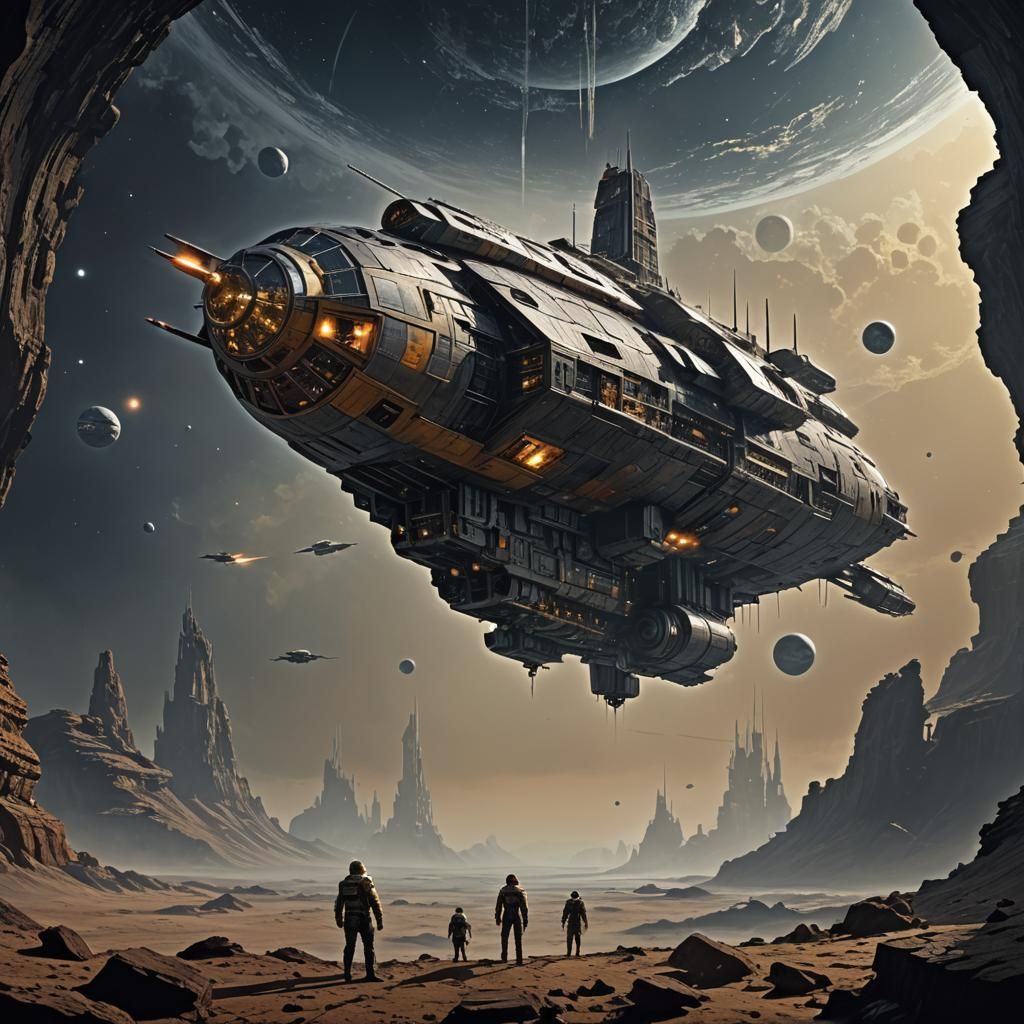 Starship Captain's Proposal in Chris Foss Style