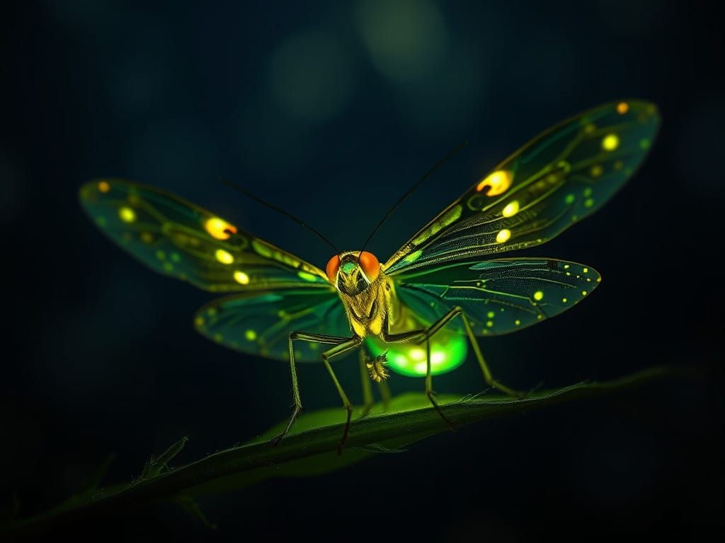 Glowing Summer Night Creature in a Bioluminescent Landscape