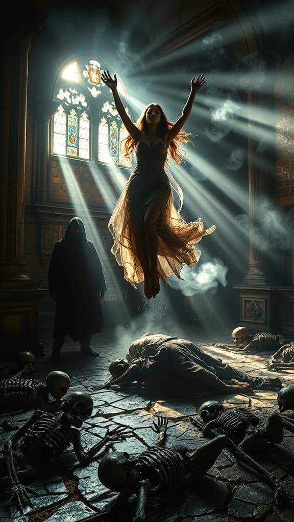 Surreal Cathedral Chamber Scene in Hyper-Realistic Style