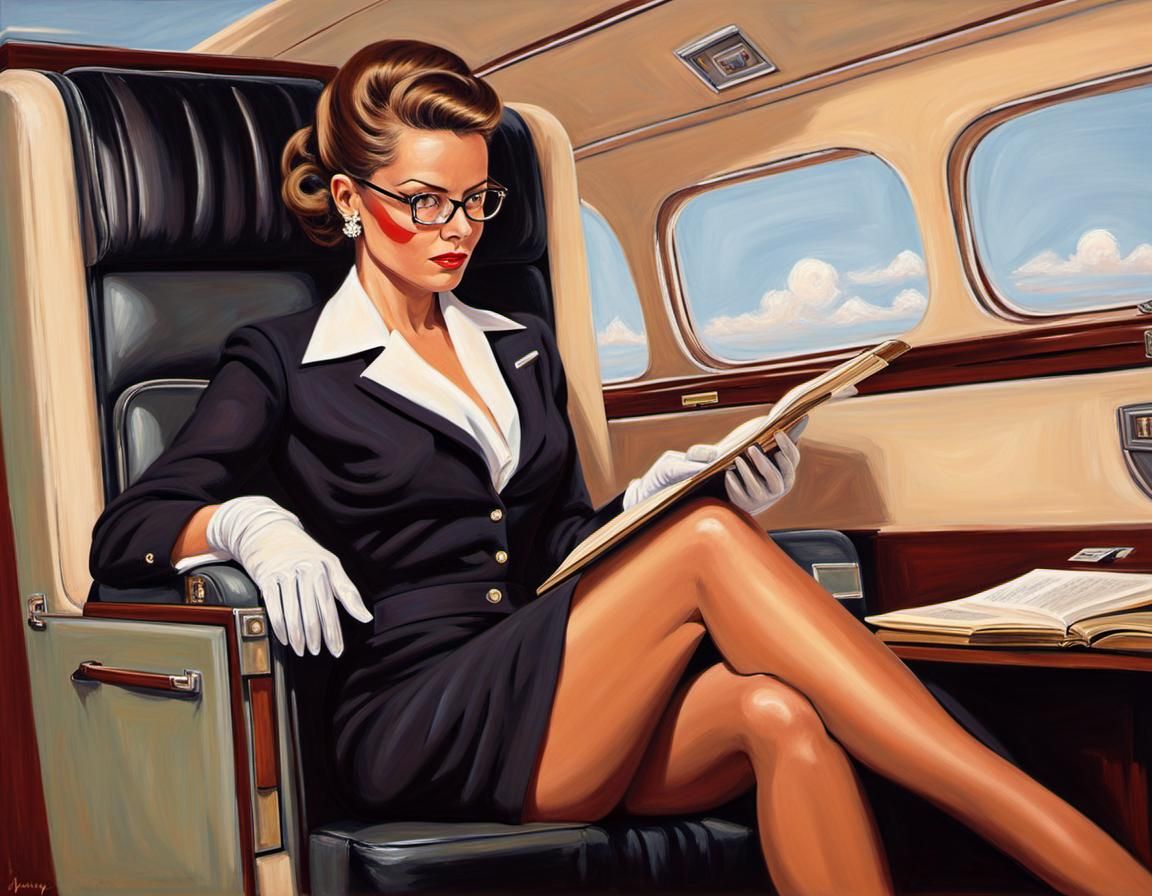 Retro 1950s Businesswoman in Executive Jet