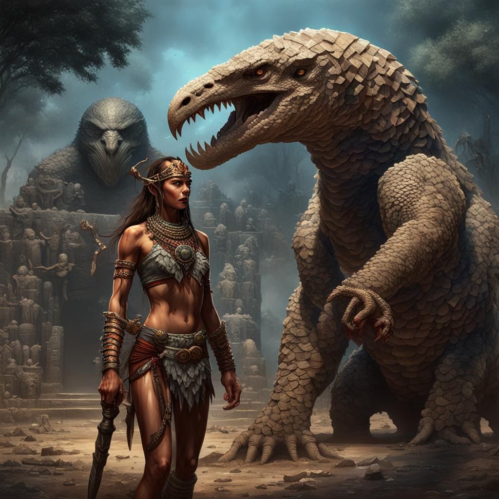 Naga Warriors Clash with Paleolithic Pangolin