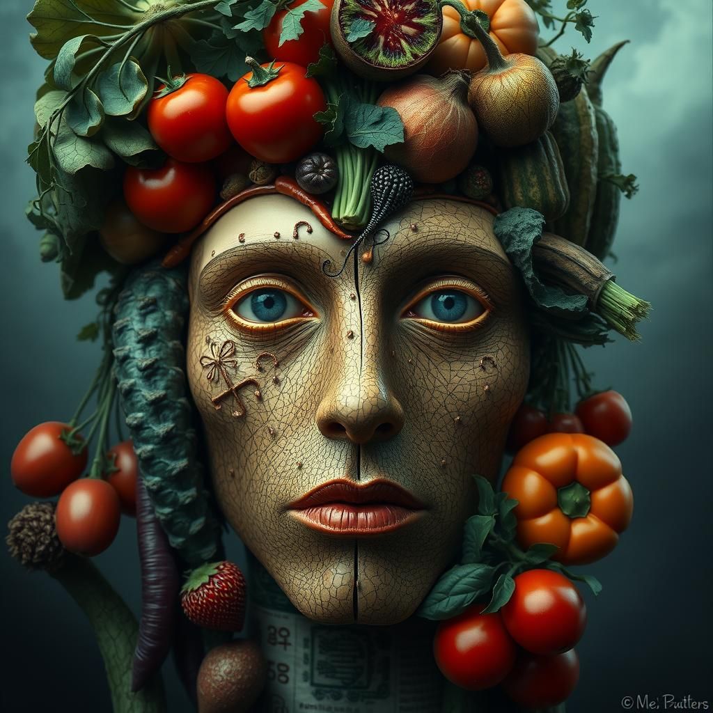 Vegetable Face in Mysterious Surrealist Style