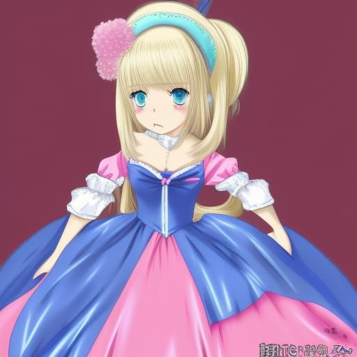 Anime Woman in Pink Gown Digital Art