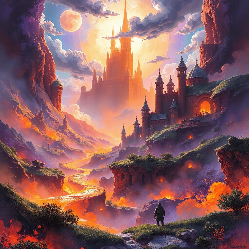 Cyberpunk Meets Medieval Kingdom in Digital Matte Painting