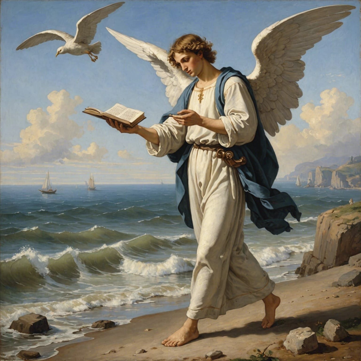 Angel with Scroll Stands on Land and Sea