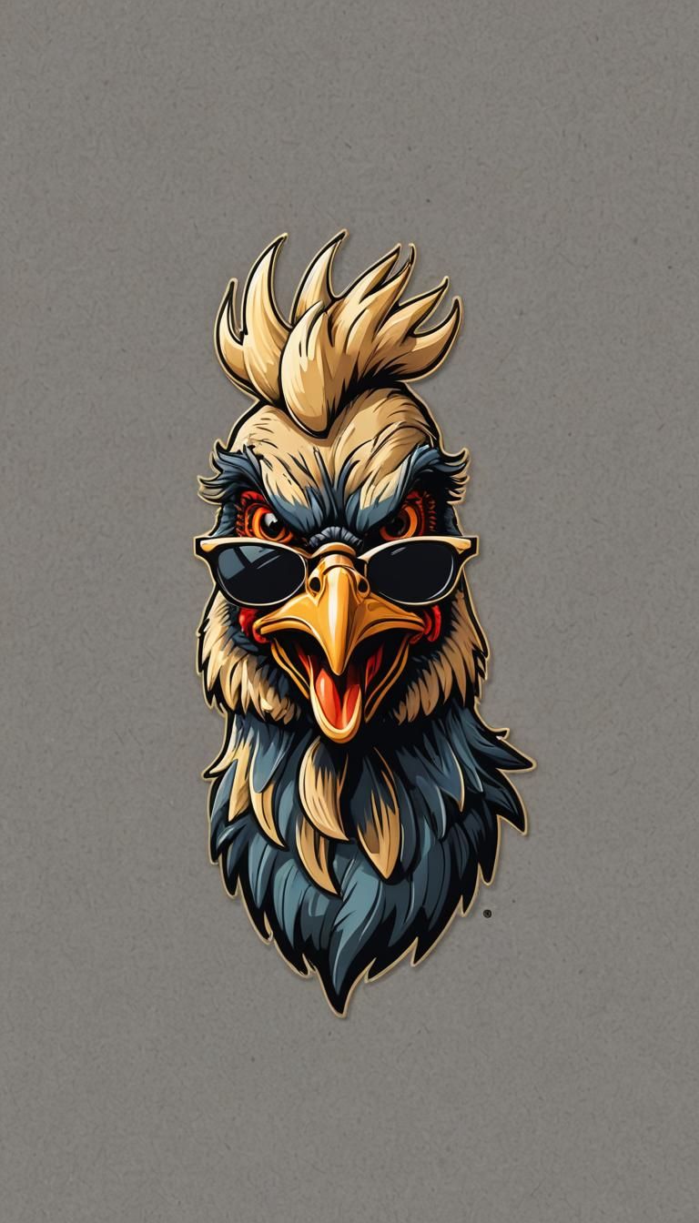Cool Angry Rooster with Sunglasses Vector Illustration
