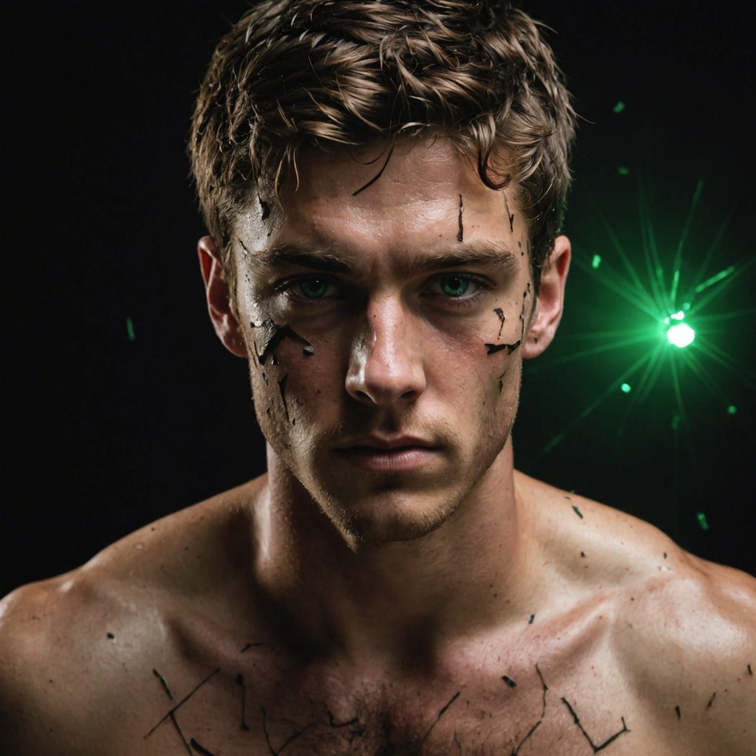 Shattered Glass Portrait in a Dark Room