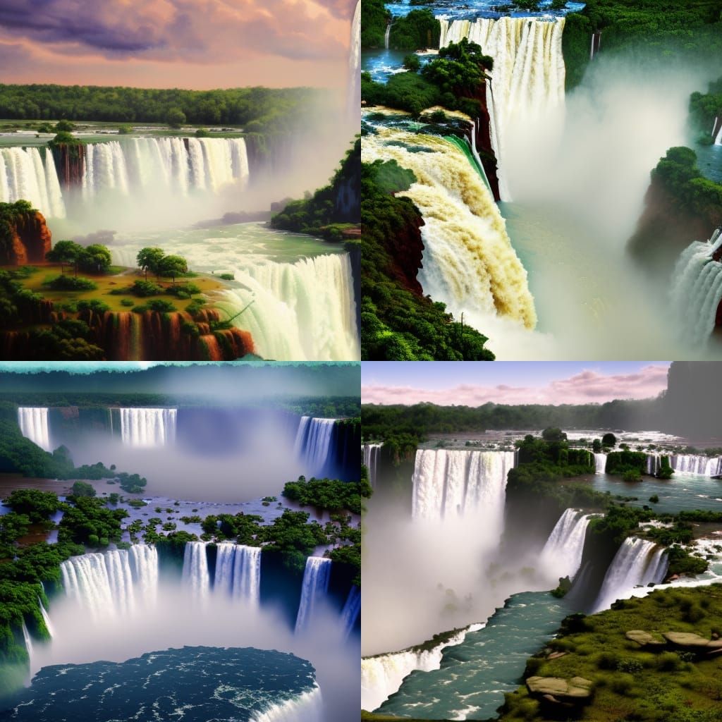 Iguazu Falls: Detailed Watercolor Painting in 8K
