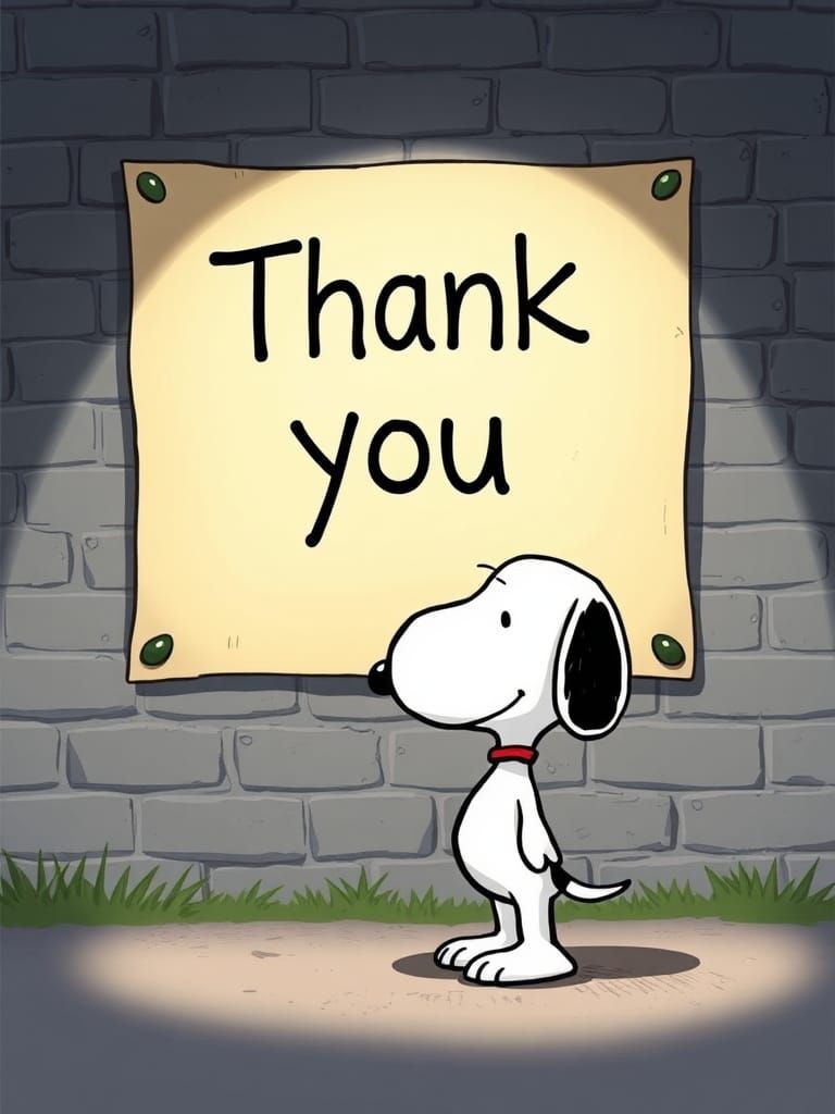 4 Images (2): Snoopy; Thank you.