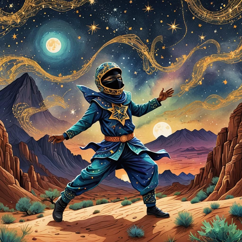 Star Chaser Katsina Dancing in Desert Canyon