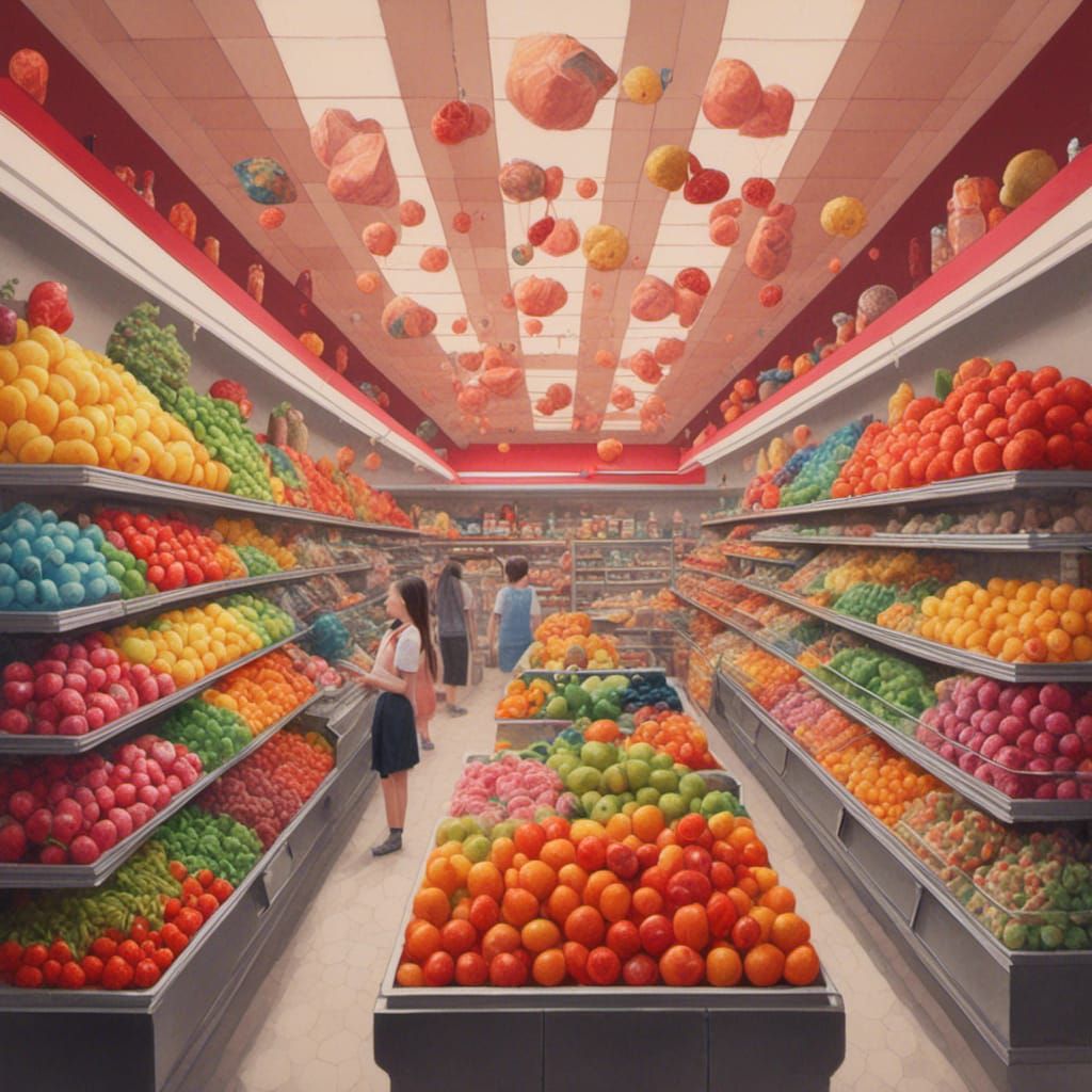Grocery Store in Detailed Gouache Painting