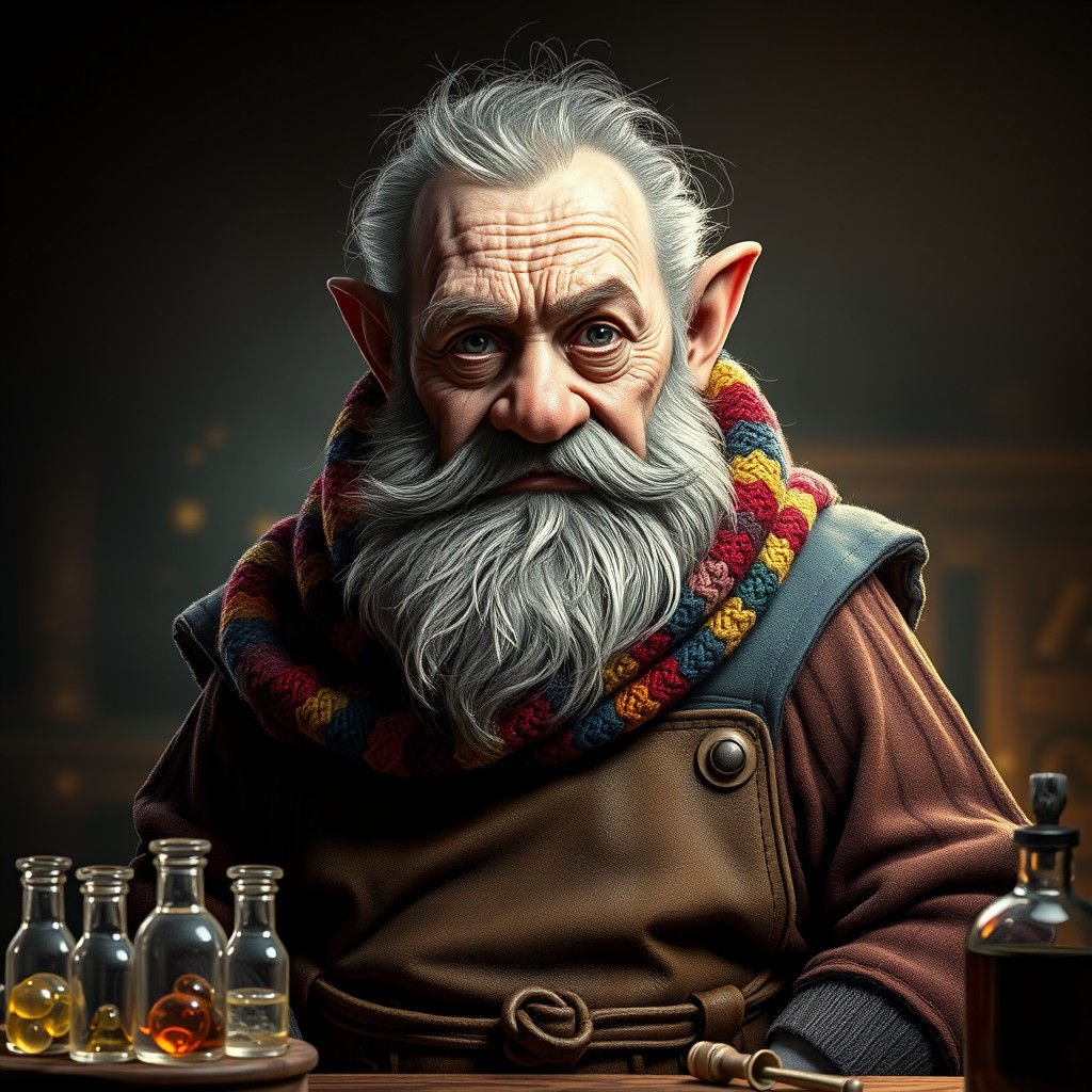 Dwarf Alchemist Portrait in Hyper-Realistic Detail