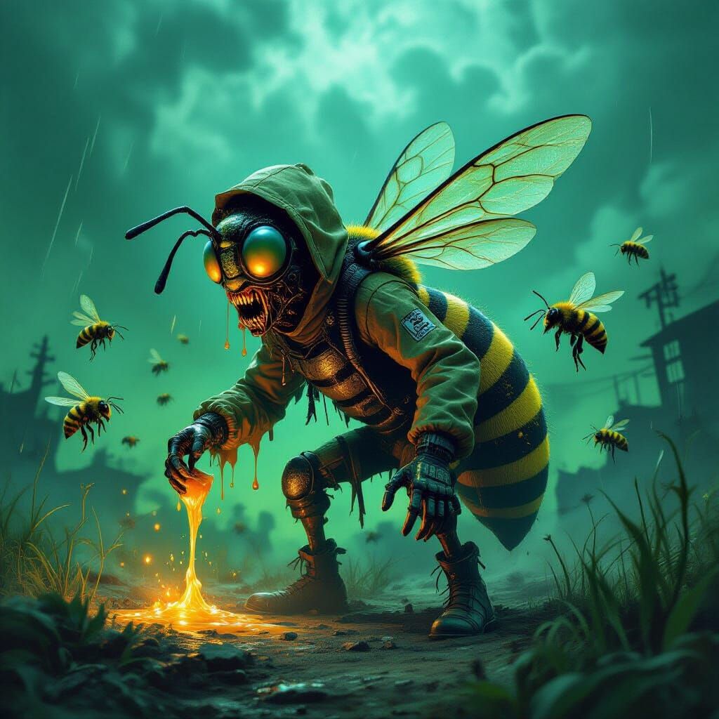 Mutant Zombified Wasp in Beekeeper Suit Spewing Toxic Honey