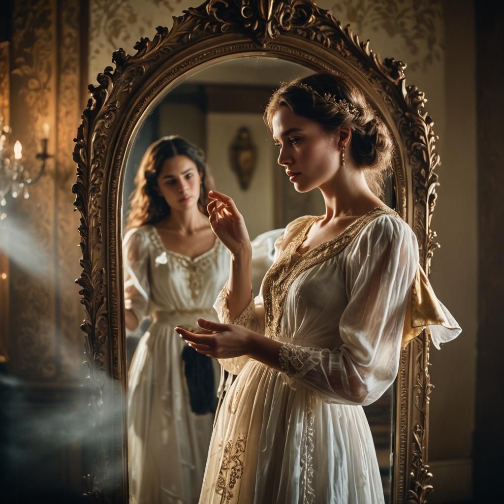 Ethereal Reflection: A Magical Realism Portrait