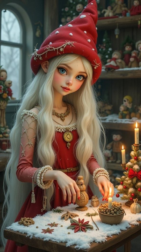 Whimsical Fairy Tale Fairy Crafts Christmas Toys in Snowy Wo...