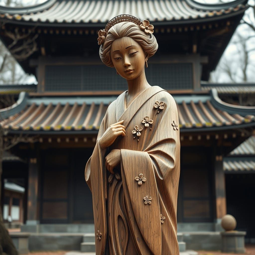 Serene Mourning Geisha in Traditional Japanese Temple