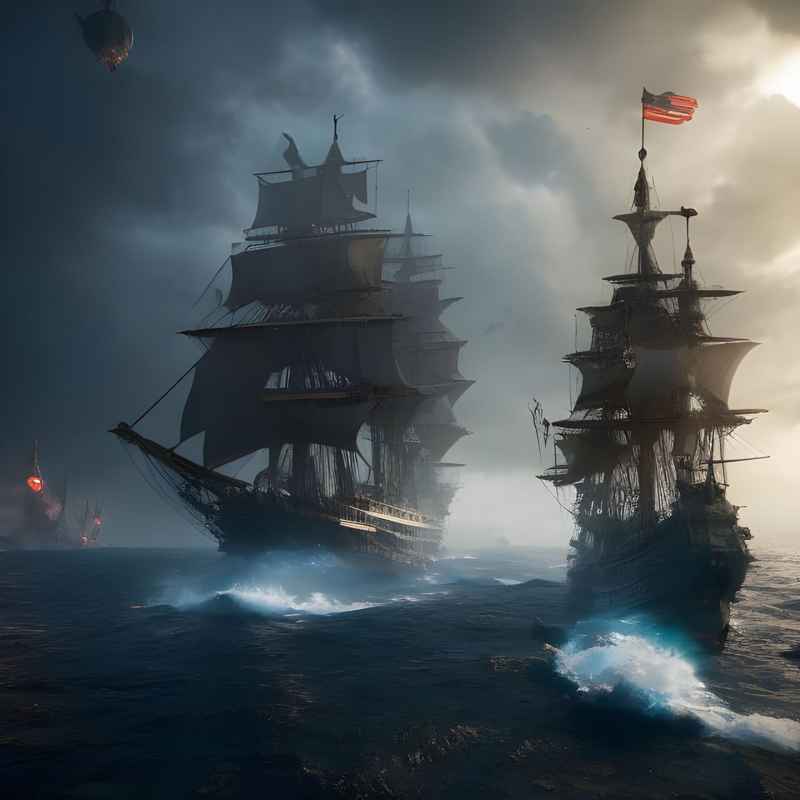 Pirate Queen Battles Kraken in Stormy Seas