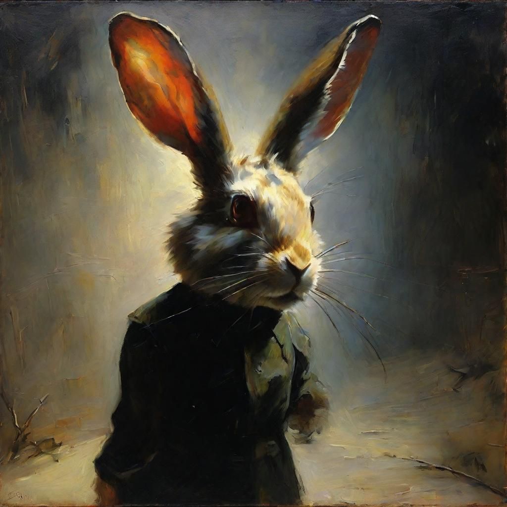 Rabbit Walks Silently in Dreamlike Surrealism