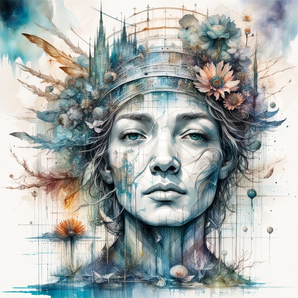 Intricate Pilgrimage in Organic Art Nouveau Style