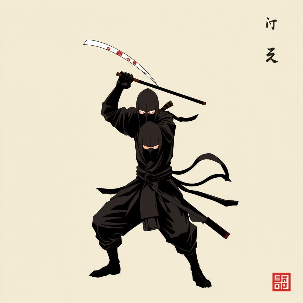 Ninja Master in Traditional Japanese Armor