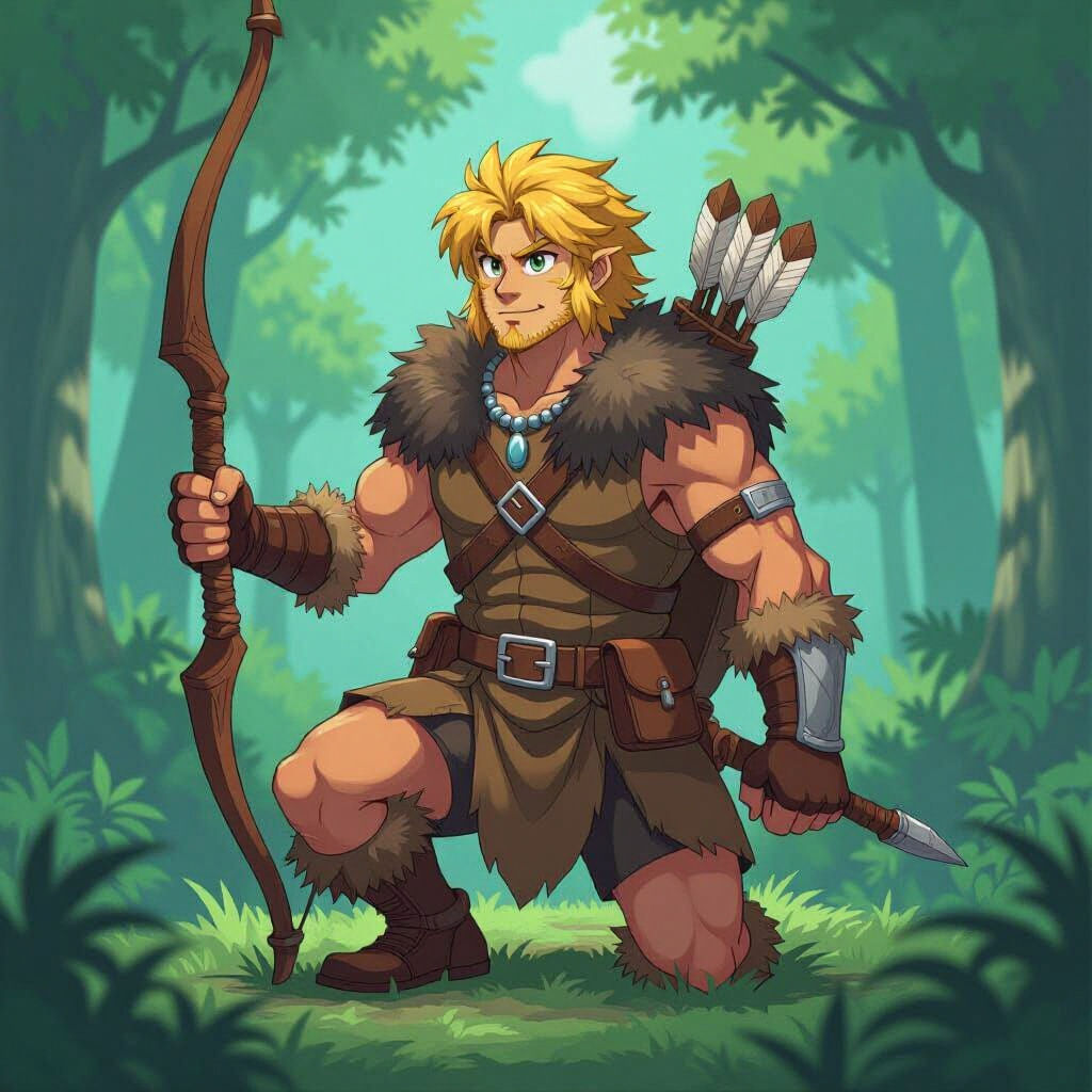 Anime Prehistoric Scout in Cel-Shaded Style