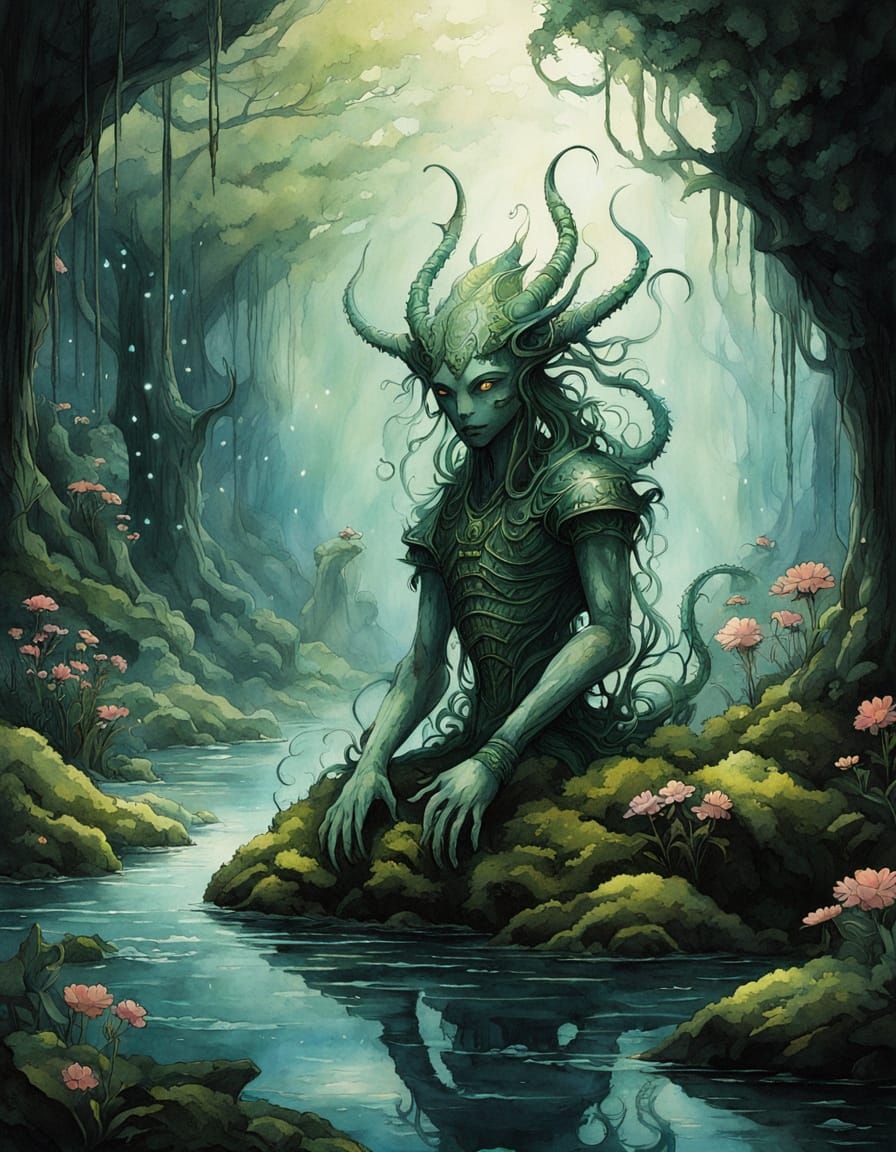 Ethereal Anglerfish in Enchanted Deep Sea