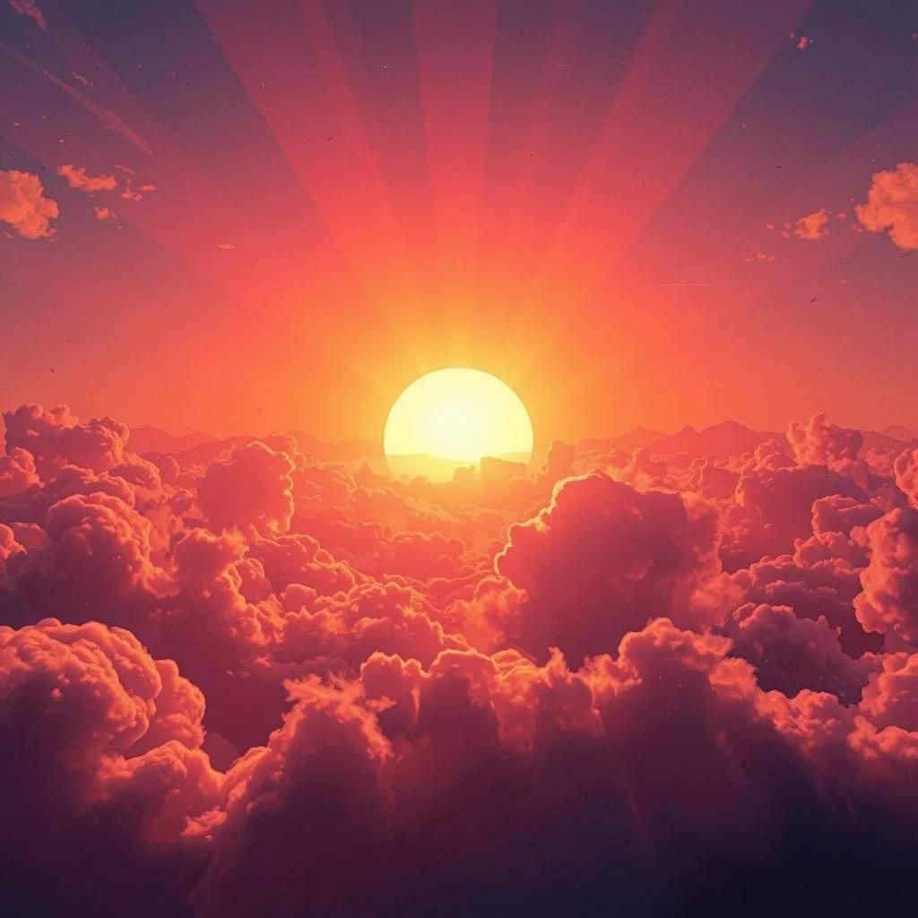 Ethereal Sun Rays Through Clouds: Fantasy Concept Art