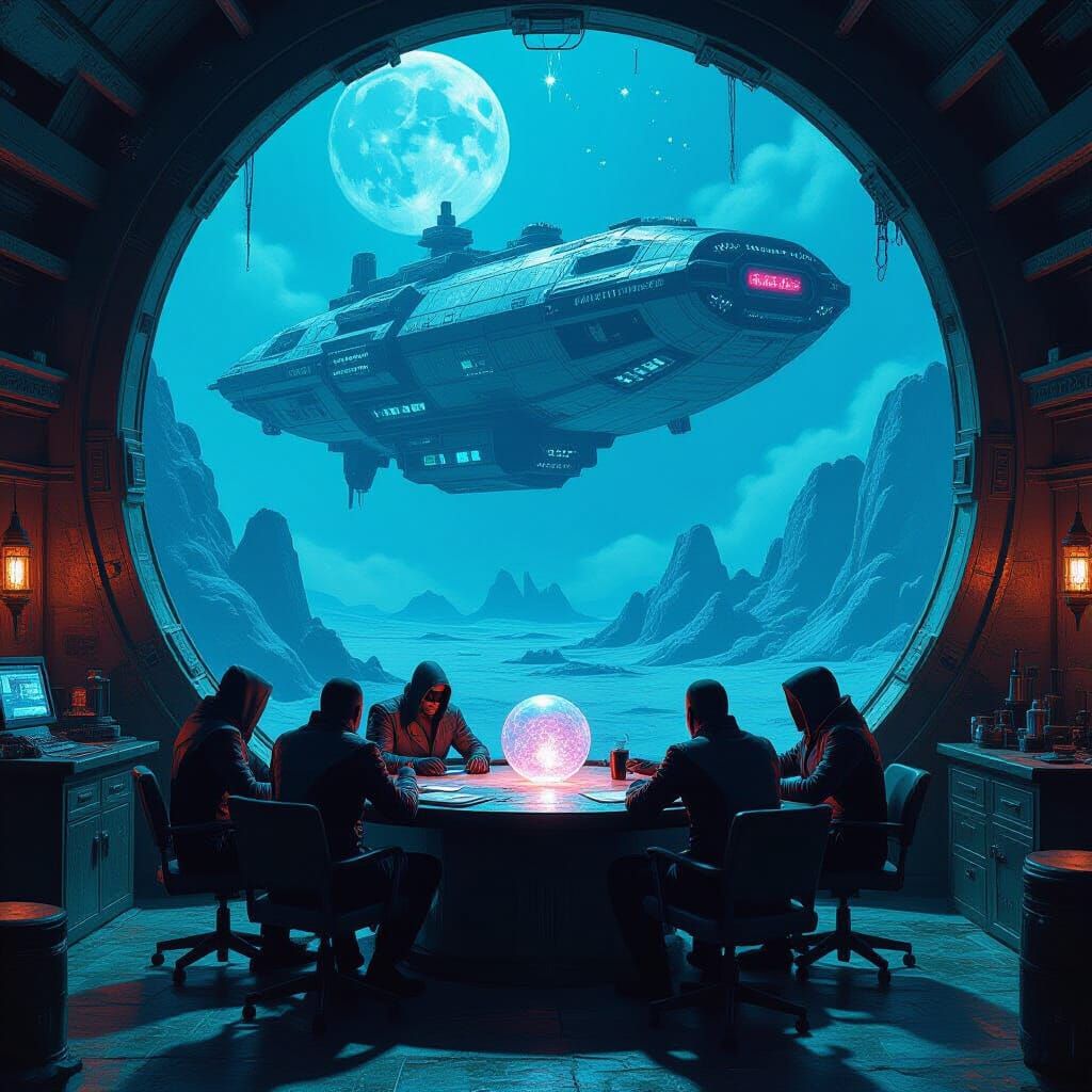 Surreal Space Pirates Plan Heist in Alien Cantina