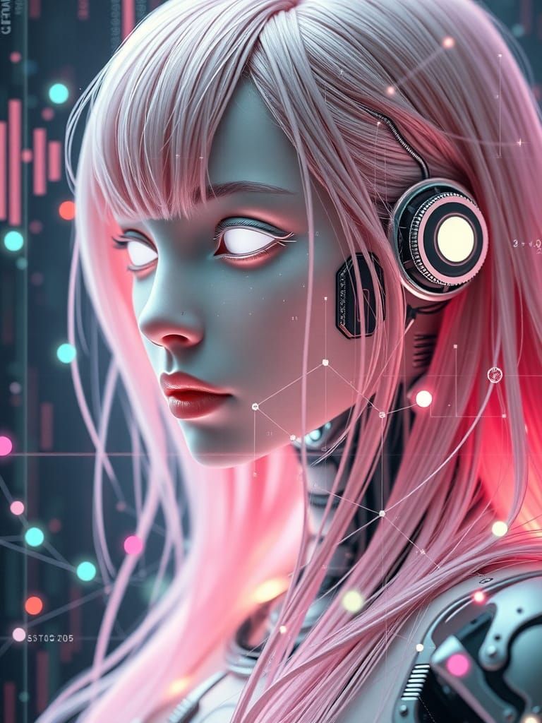Android Siren in Cyberpunk Style with Circuitry