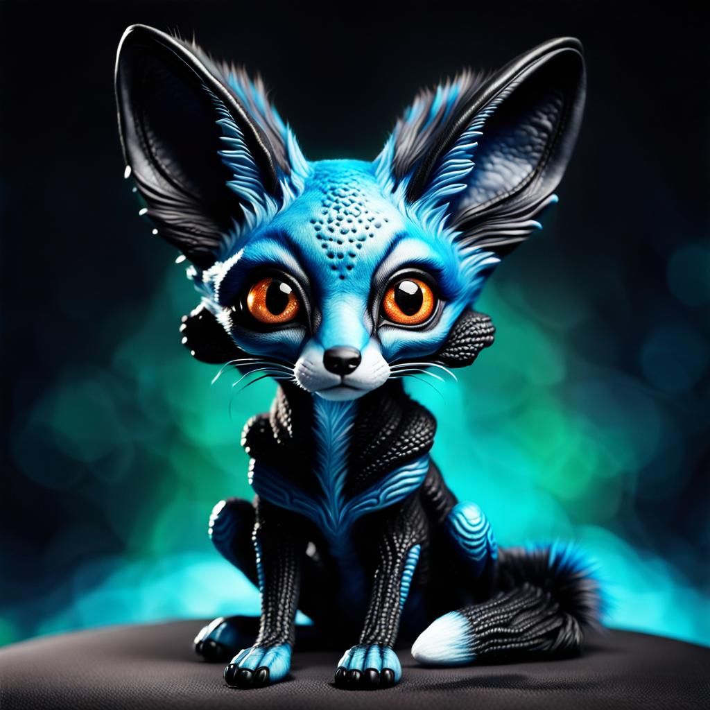 Hyperrealistic Portrait of Alien Pet with Mermaid Tail