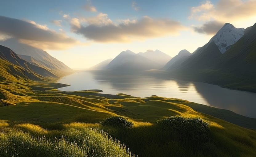 Riverside Garden in Art Nouveau Style