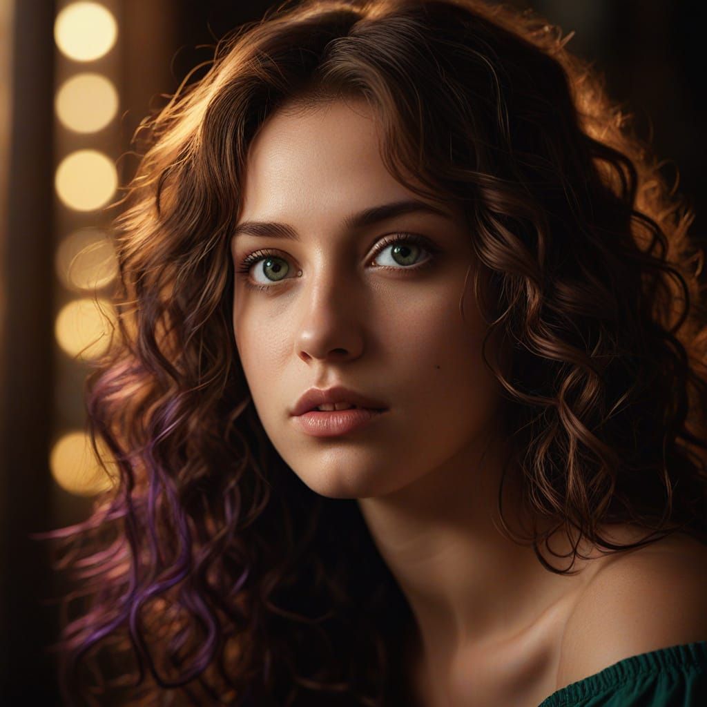 Mysterious Young Woman in Moody, Atmospheric Light