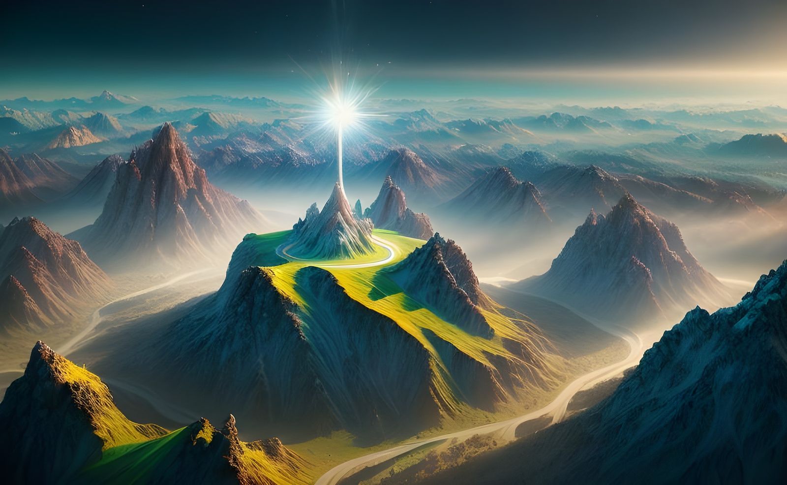 Surreal Dreamlike World at Night in Abstract Illusionism