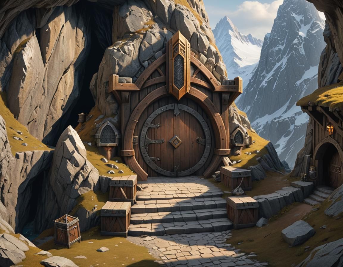 Dwarven Outpost Entrance Inside a Mountain
