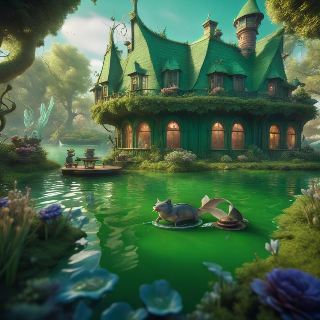 Catfish Tea Party in Disney Animation Style