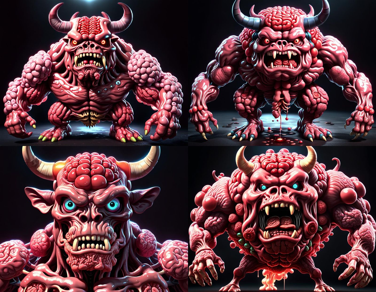 Bubbly Beef Monster with Extruded Organs in 8k