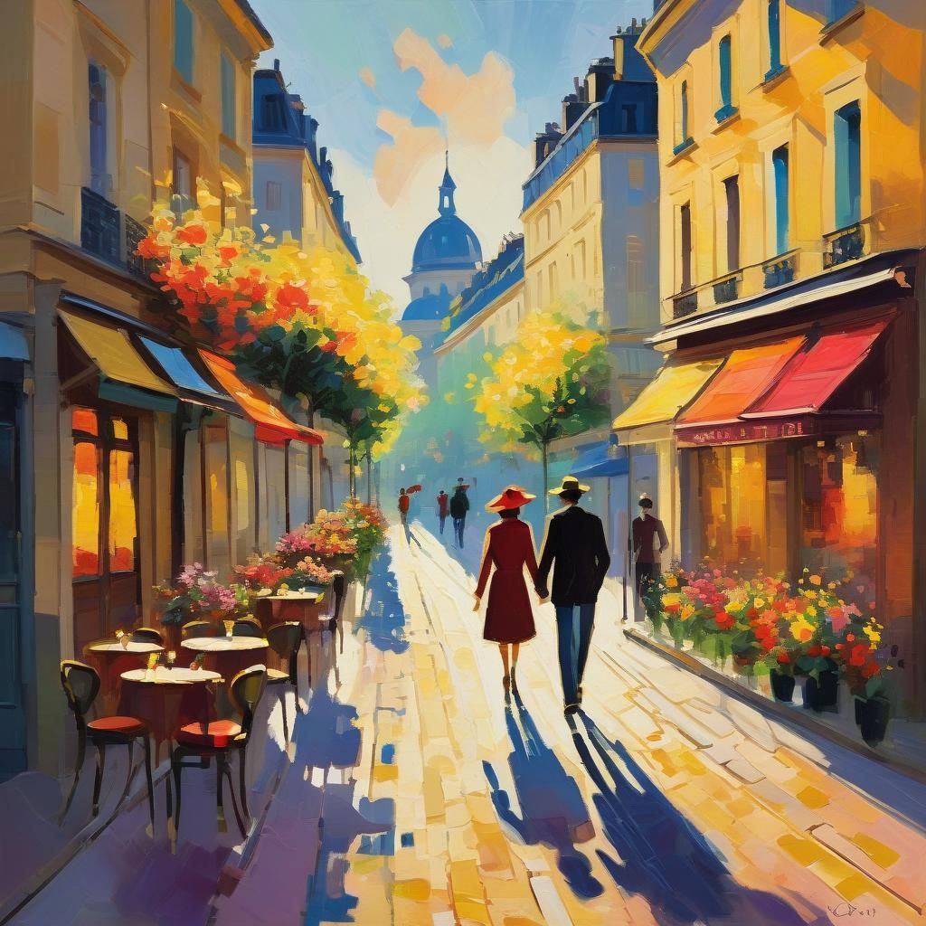 Fauvist Cityscape: Parisian Romance in Vivid Colors
