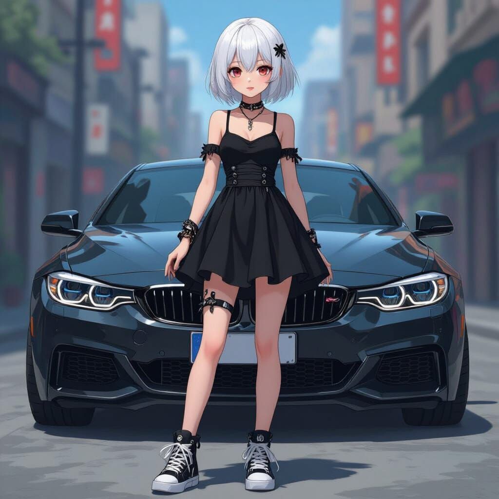 Anime Goth Girl in Digital Painting Style