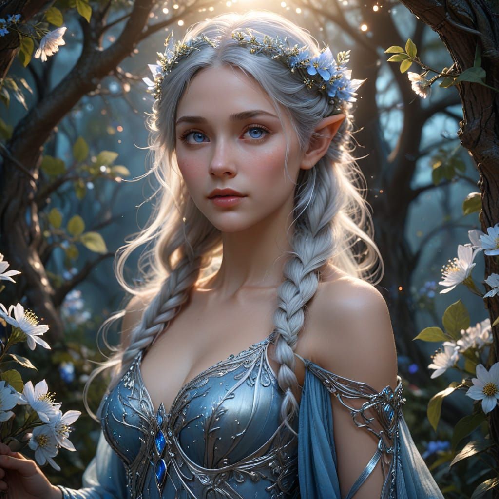 Ethereal Elven Princess Portrait in Fantasy Art Style
