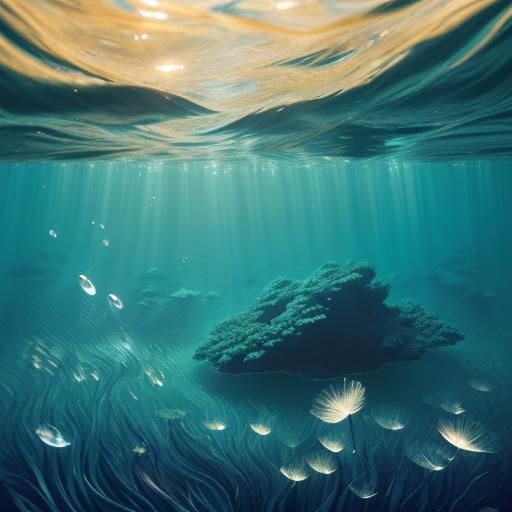 Dreamy Underwater Scene in Rothko-Inspired Digital Art