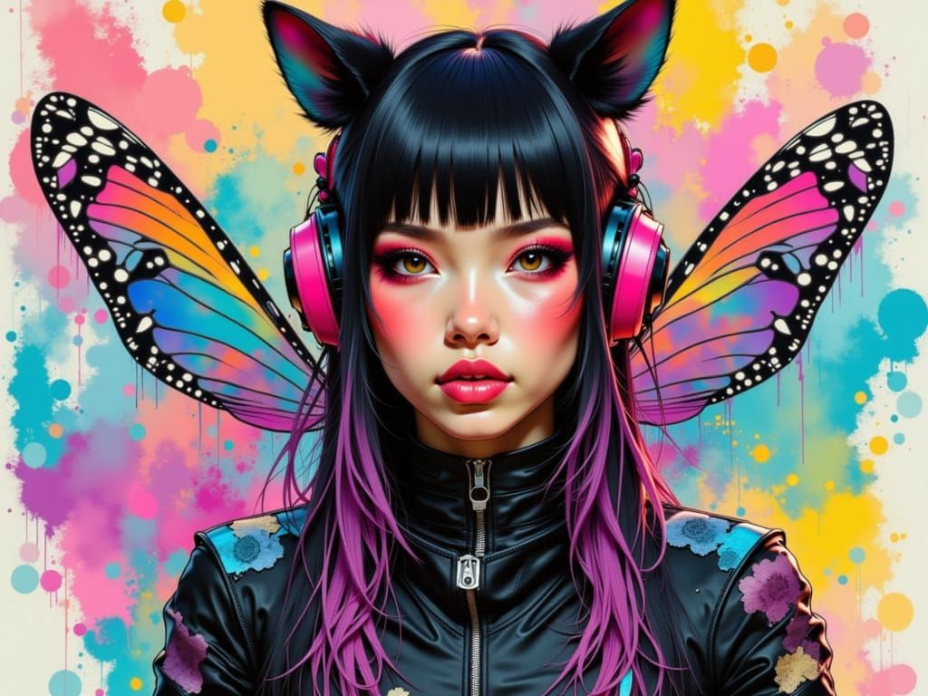 Fairycore Fashion Icon in Neon Light