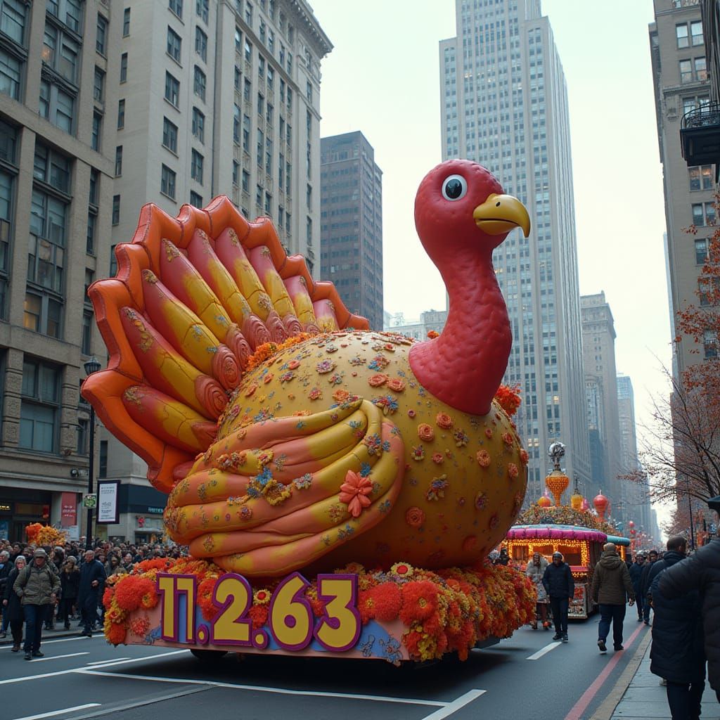 Vibrant Thanksgiving Float in Classic American Style