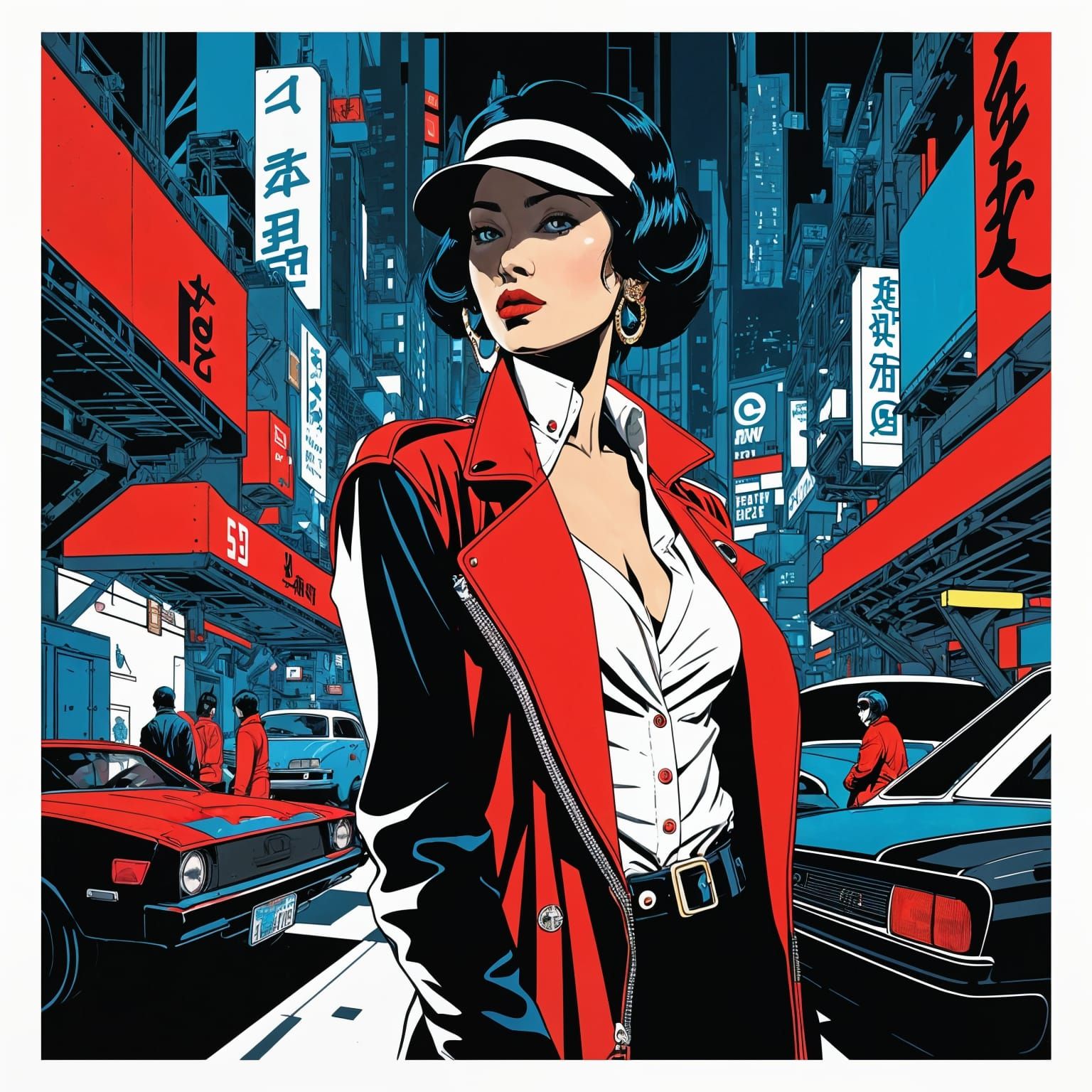 Cyberpunk Superspy in Street Art Style