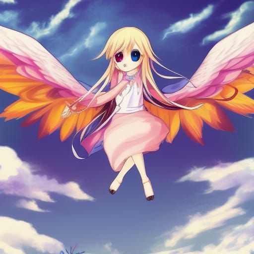 Cute Swift Bird with Bright Colors and Big Eyes in Anime Sty...
