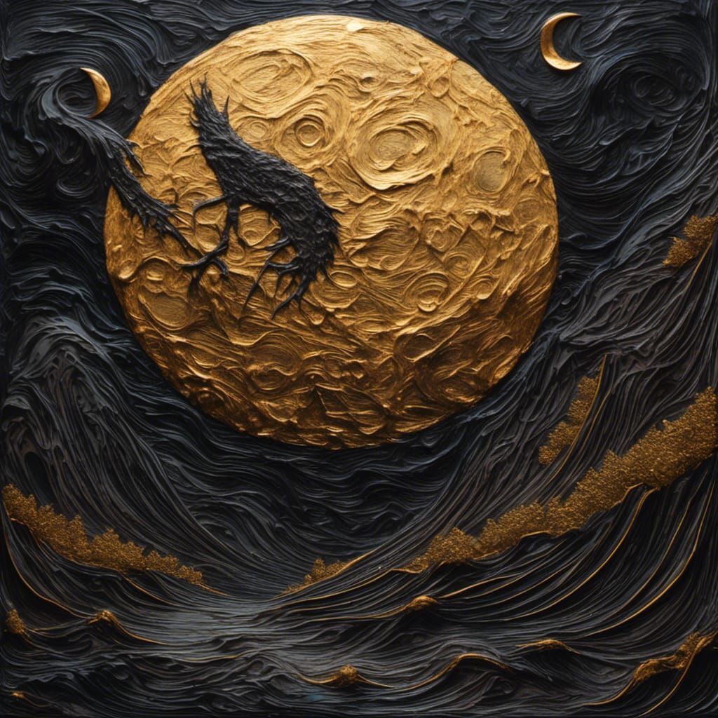 Surreal Animal in Molten Gold: Palette Knife Painting