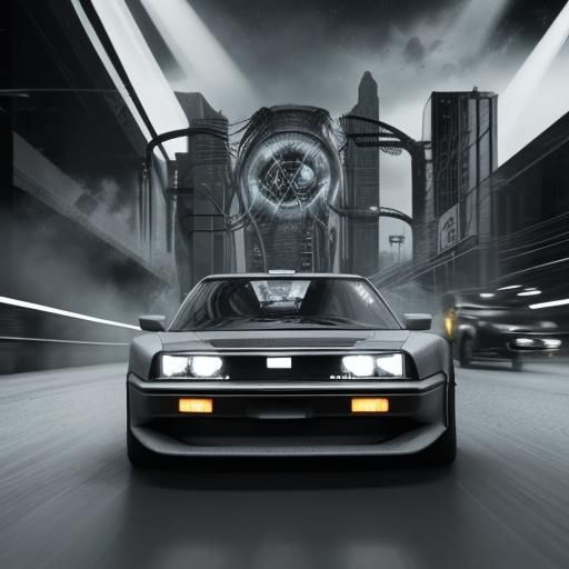 DeLorean in Metal Music Video Still