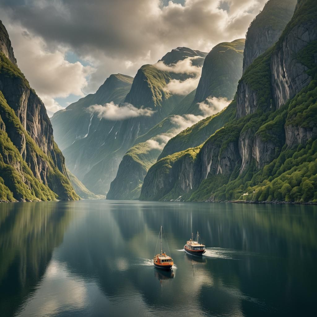 Norway Fjord Landscape: Serene Waters and Majestic Cliffs