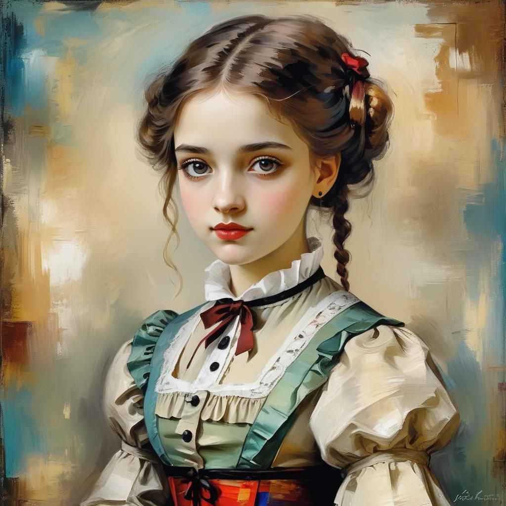 Girl in Biedermeier Style with Impressionistic Elements