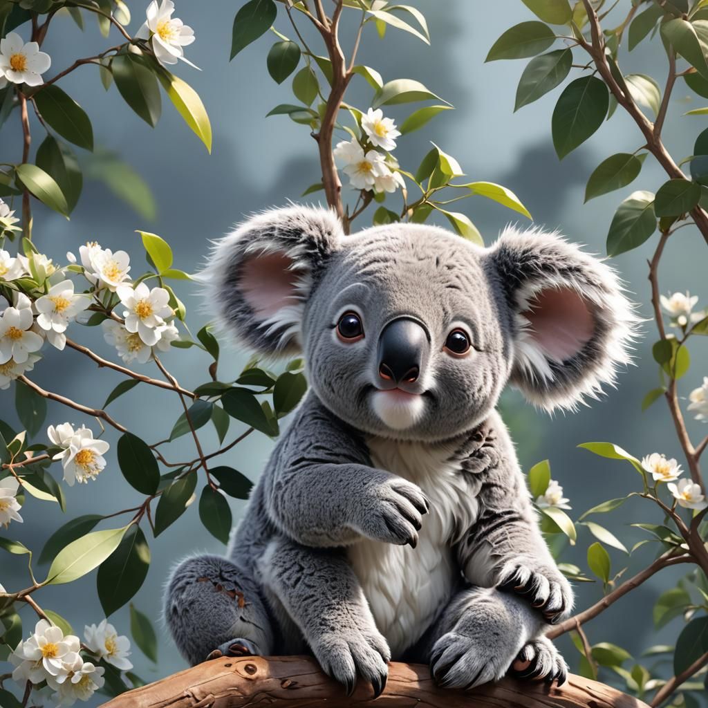 Cute Koala in 3D Anime Style